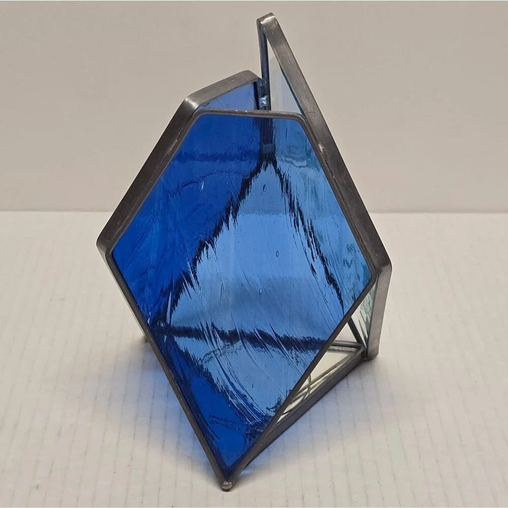 Vintage Stained Glass Tea Light Votive MCM Avant Garde Candle Holder
